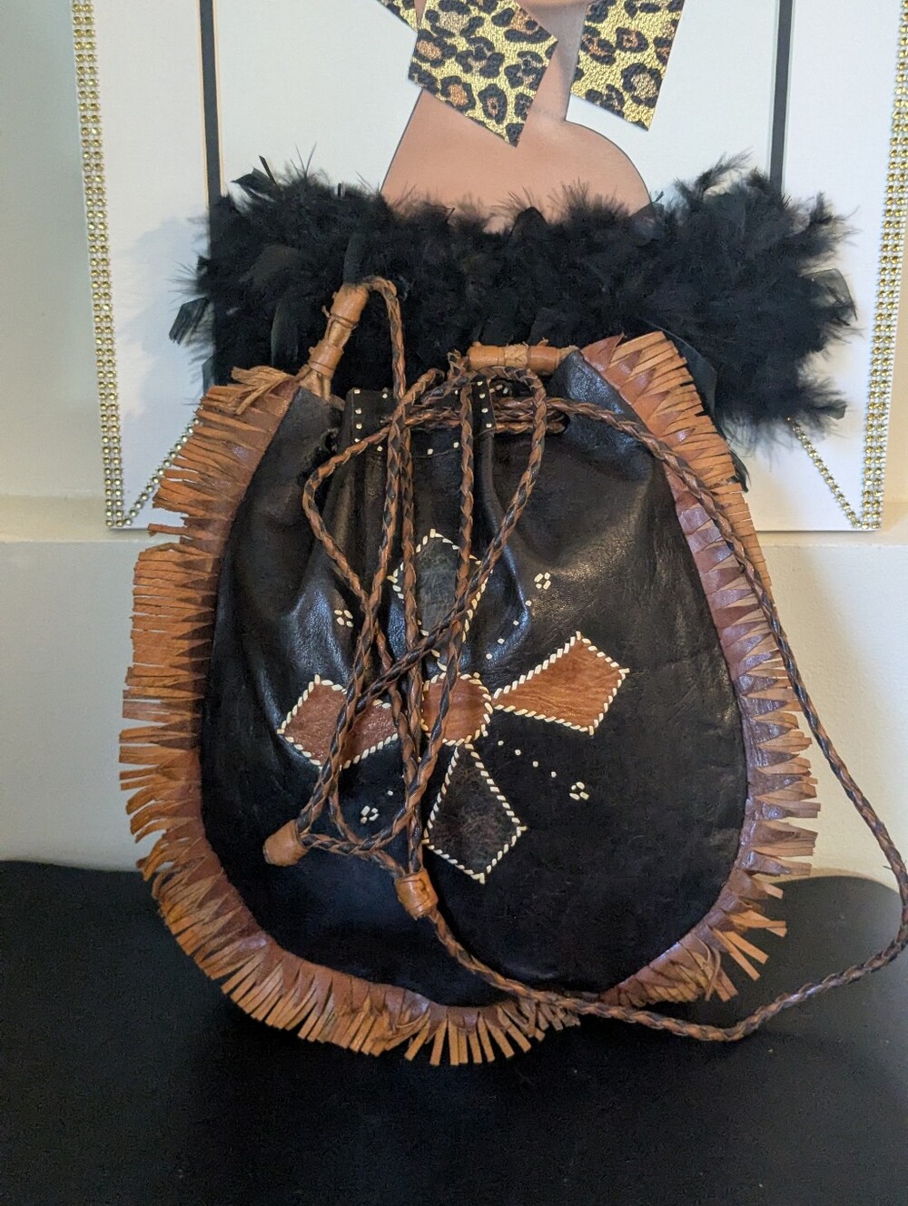 Handcrafted Vintage Boho Western Detail Leather Fringe Shoulder Crossbody Tote - Picture 5 of 16